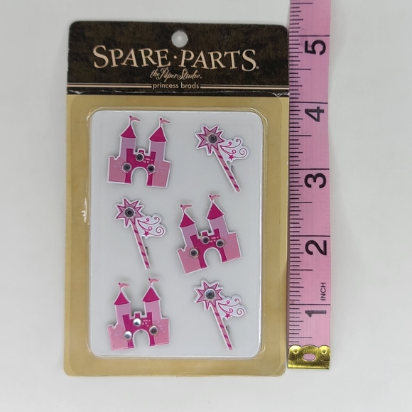The Paper Studio Spare Parts Princess Brads 6 pcs Princess Icon w/Gems Brads - Picture 8 of 8